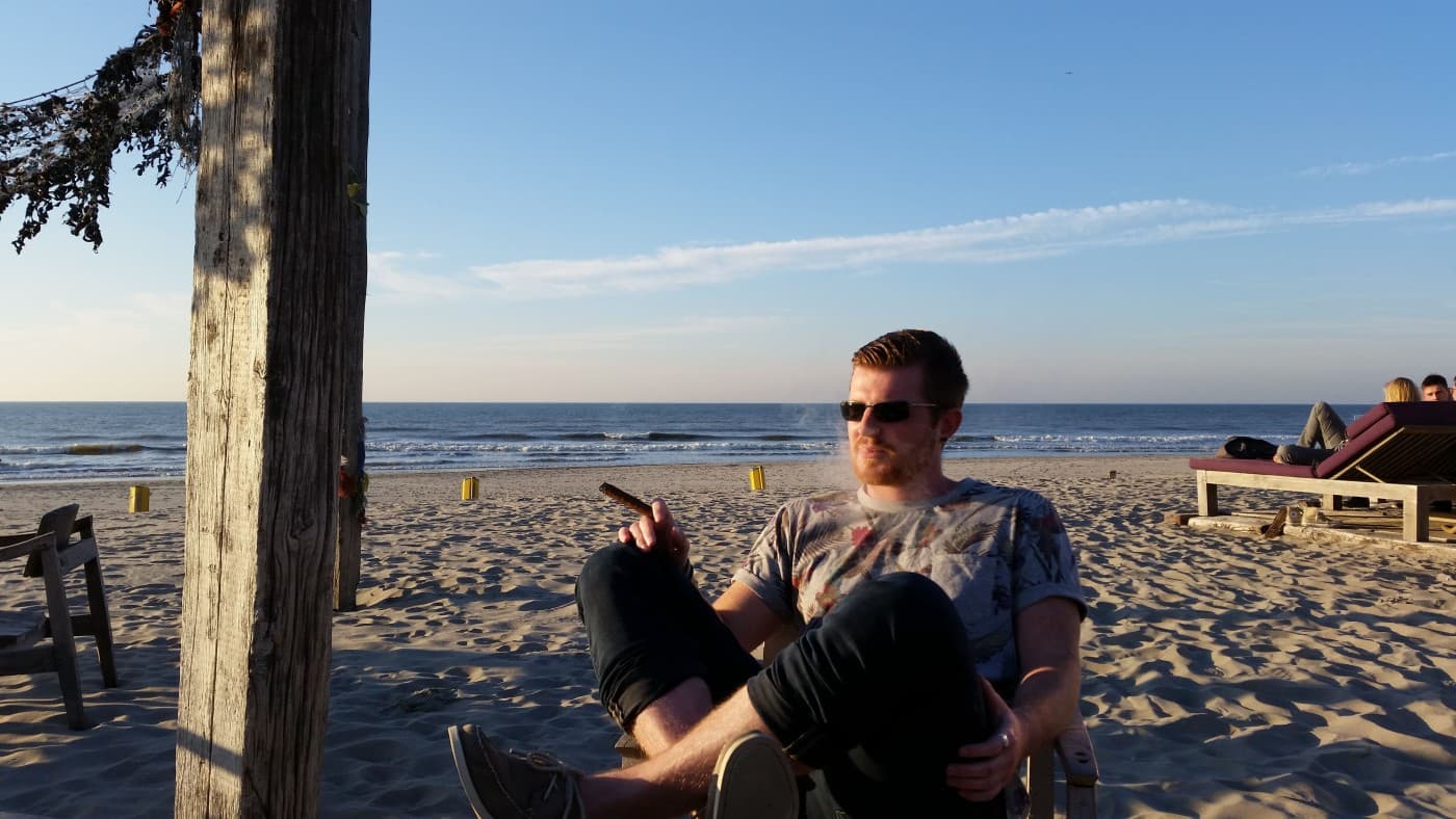 Robin chilling on the beach